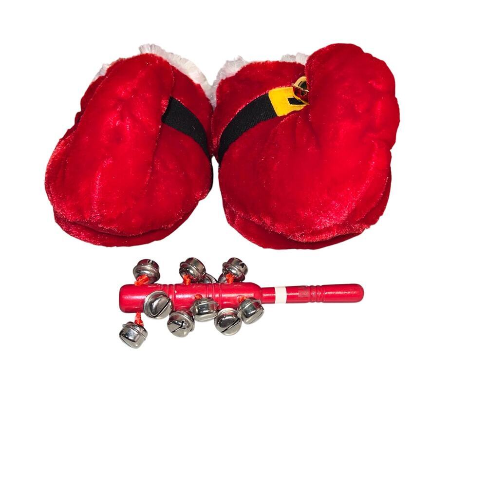 Dan Dee Christmas Elf Red Shoe/Slipper w/ Gold Jingle Bell and Jingle Stick - Picture 2 of 6